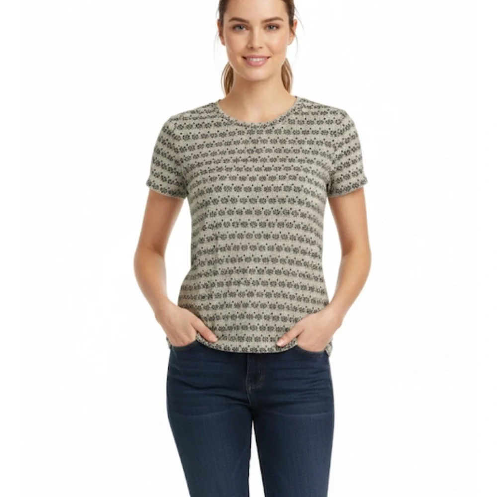 STUDIO B Patterned Pullover Top, Women’s XL, Black Gray